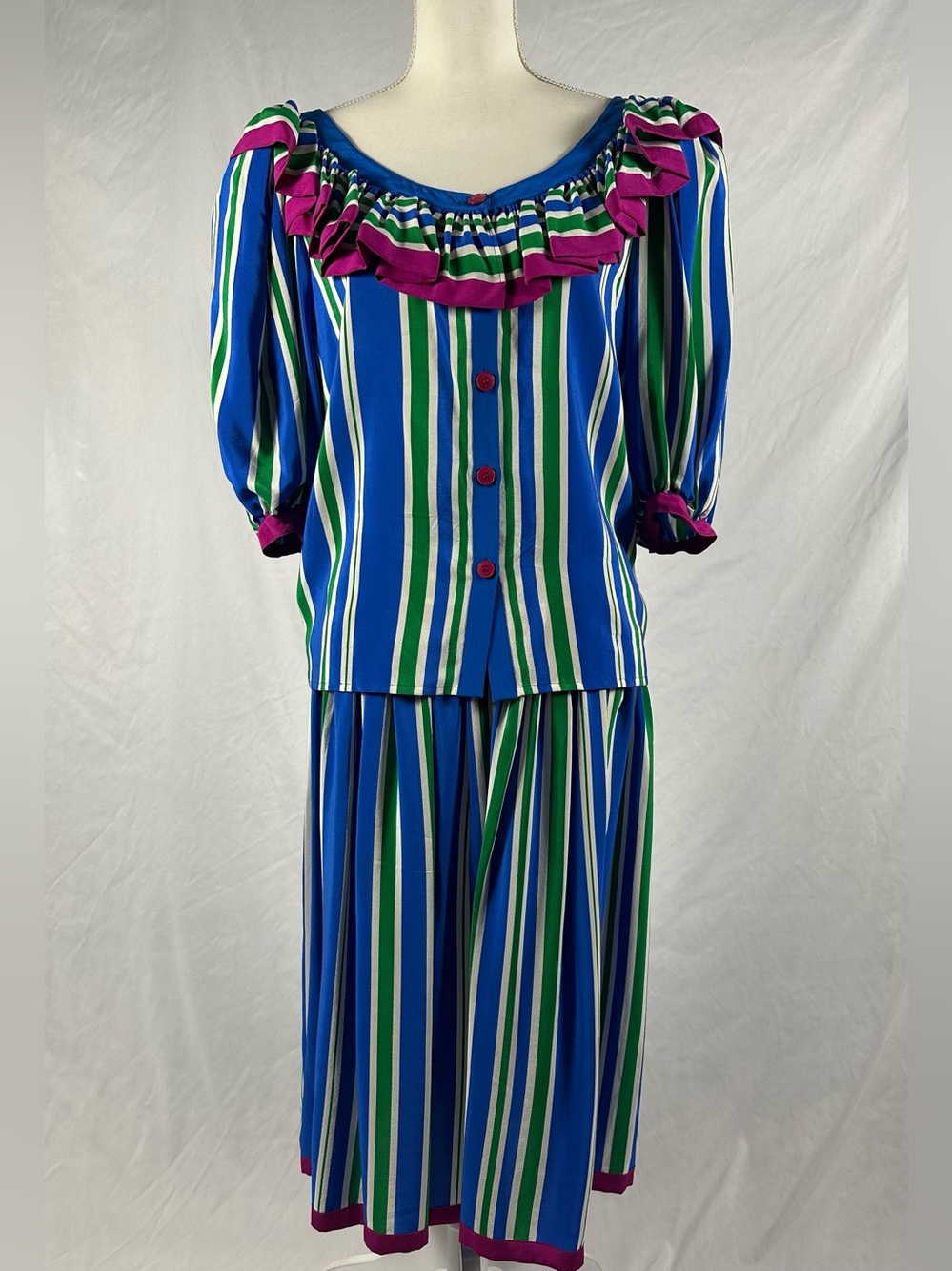 Vintage Striped Multicolor Two Piece by Miss O by Oscar de la Renta